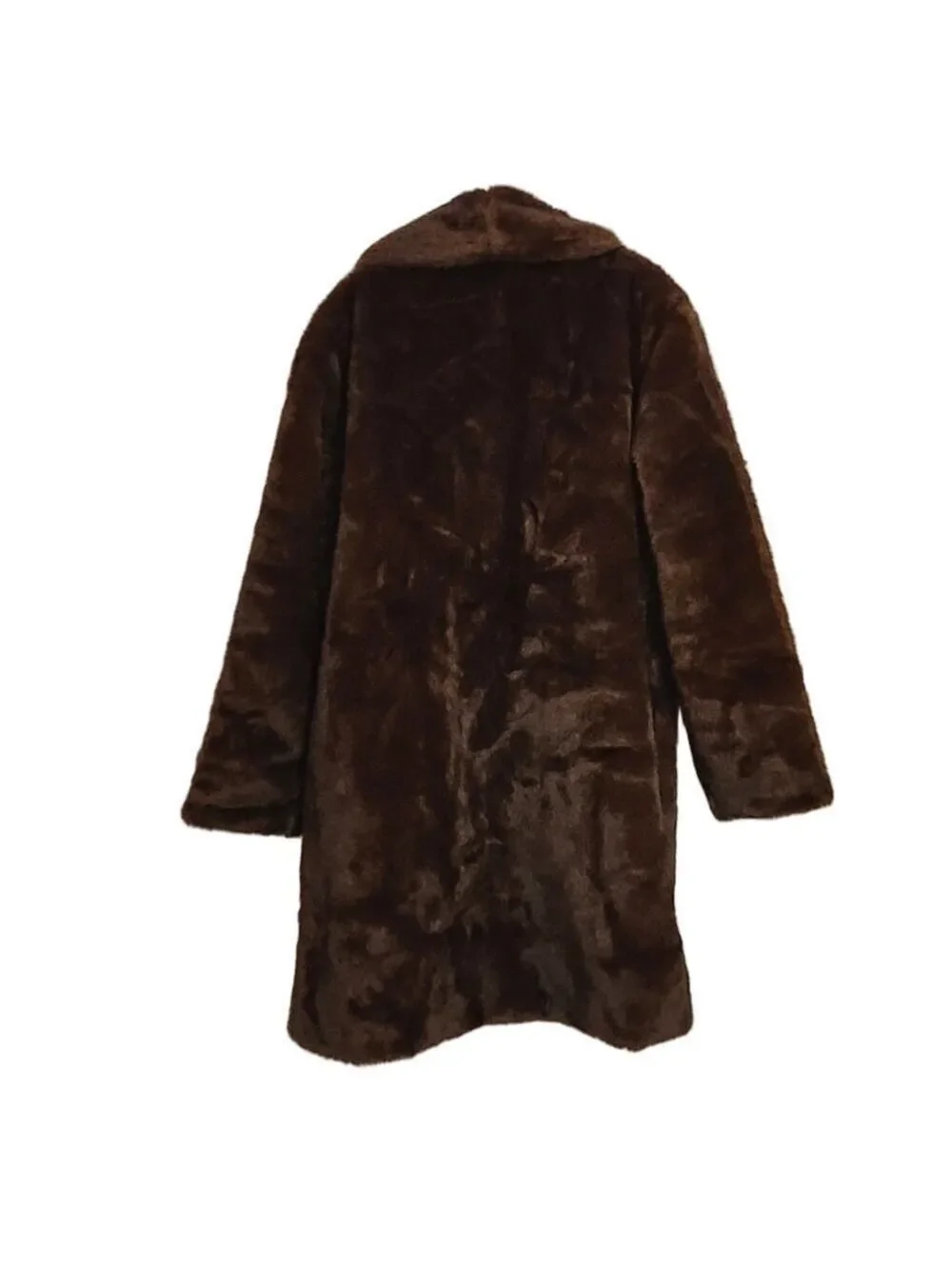 Amazon Mens Long Trench Coat Brown Medium Faux Fur Wide Collar